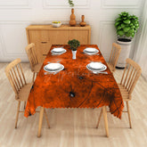 Aperturee - Aperturee Orange and Black Halloween Rectangle Tablecloth with Spiders and Webs for Spooky Party Decorations